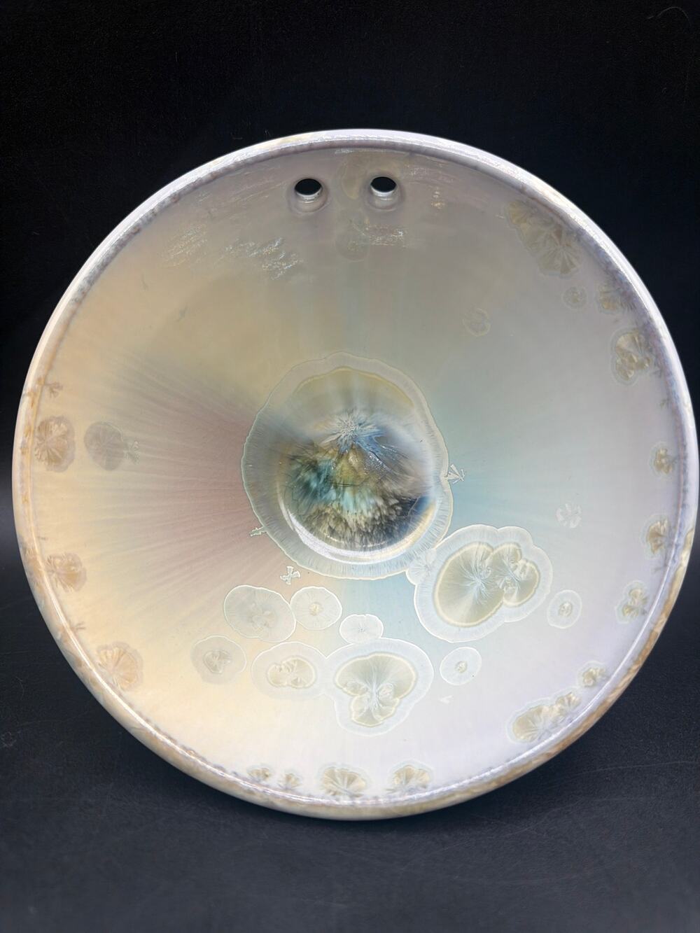 Bill Campbell Studio Pottery Crystalline Glaze Bowl Signed Dated 2021 6” Blue